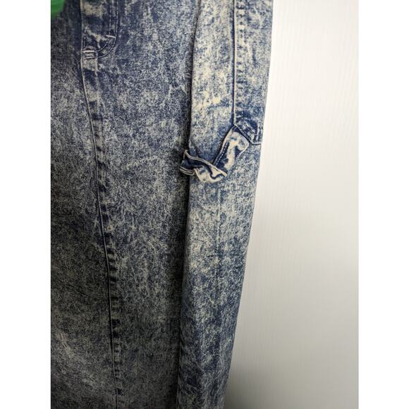 Vintage 80's Acid Wash Jean Midi Skirt American Legend Painter Style - Picture 10 of 11